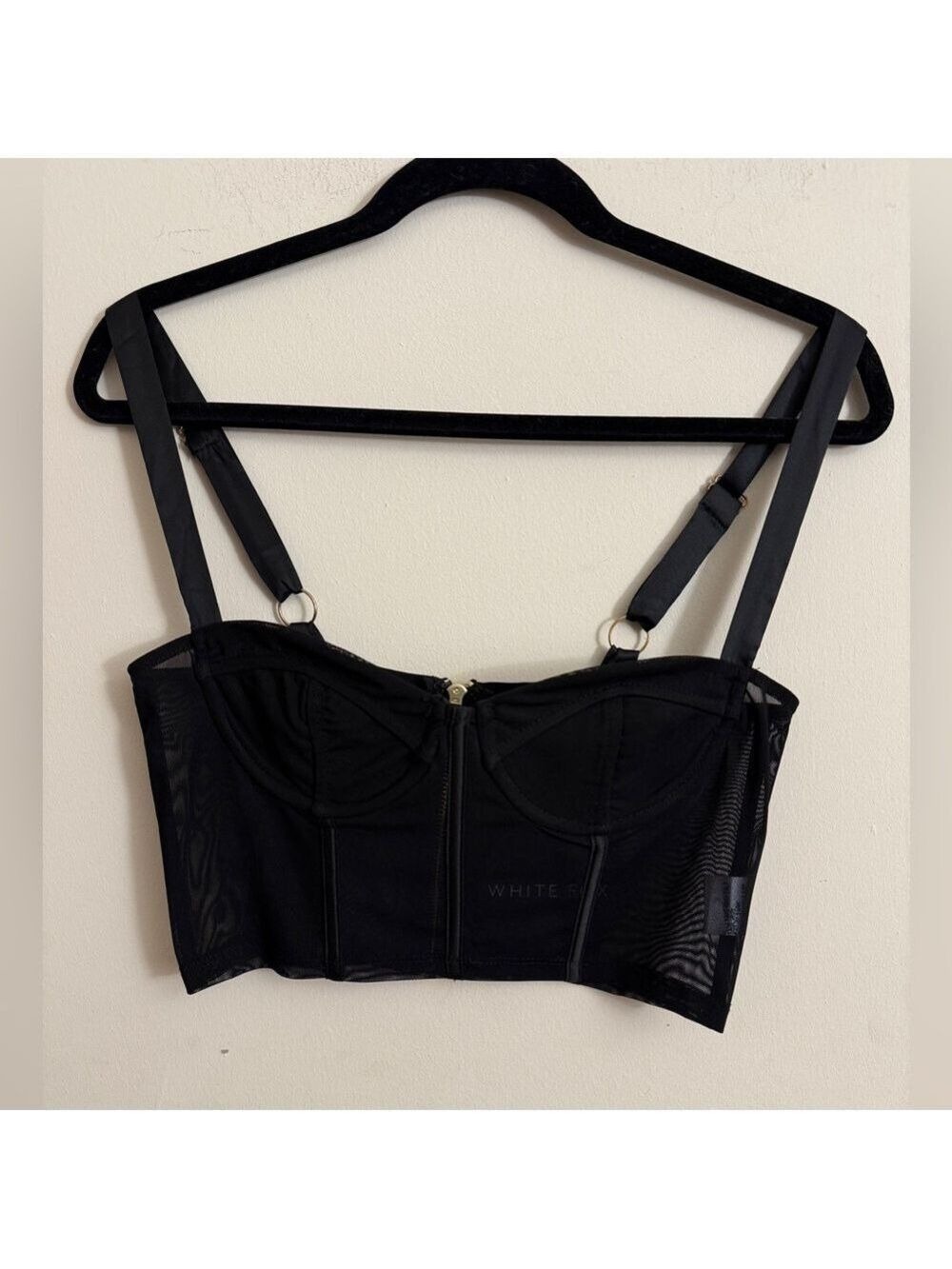 White Fox Boutique Black Mesh Lined Coquette Whimsigoth Goth Corset Size M NWT